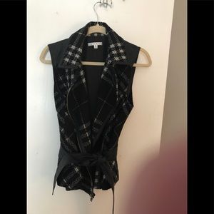 EUC Cabi Faux Leather Belt plaid vest.